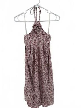 Olive Olivia Floral Halter Mini Dress Small Fabric Rose Detail Cream Red